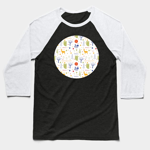 Nordic Patterns Baseball T-Shirt by The Ministry of Fashion Prints